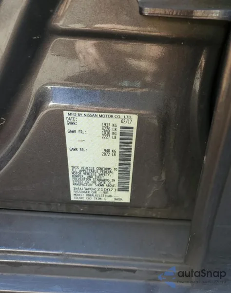 2017 Nissan Altima 2.5 from USA, damaged, VIN 1N4AL3AP0HC210073